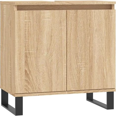 Armario de baño con almacenaje 58 x 33 x 60 cm estilo industrial acabado liso en madera contrachapada roble sonoma 020049031 (1/5)