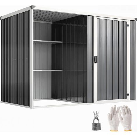 Cabane de jardin en Acciaio Zincato, porte Bloccabile, 231 x 125 x 162 cm, gris
