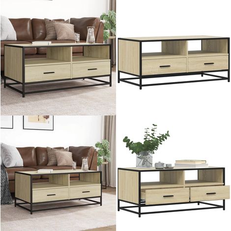 vidaXL Couchtisch Sonoma-Eiche 100x50x45 cm Holzwerkstoff und Metall (1/5)