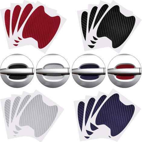 Film De Protection Pour Poignée De Porte Automobile - Texture Fibre De Carbone - PVC Transparent - 16 Pièces - 8,5 x 6,8 cm (1/5)