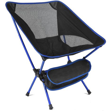 chaise De Camping Pliante Portable,  (bleu Fonc)sac De Transport Et Poche Latrale, Ultra Lgre Chaise De Camping Pliable, Portable Chaise Pliante C