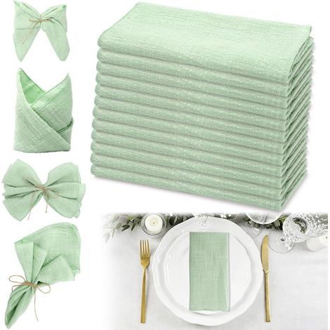 Serviettes en Tissu de Coton, Serviettes de Table en Mousseline de Coton (1/5)