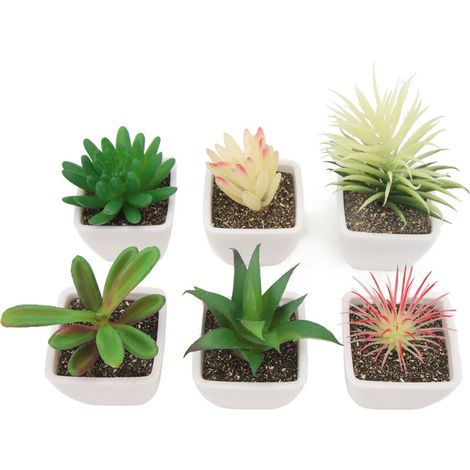 6PCS Potted Artificial Succulents Artificial Plants in Pots Plastic Fake Home Plant Decor for Living Room Office (1/5)