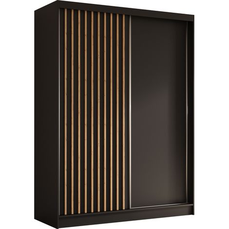 AX LIVING Cabinio Schrank 160 cm Schwebetürenschrank Schwarz/Artisan