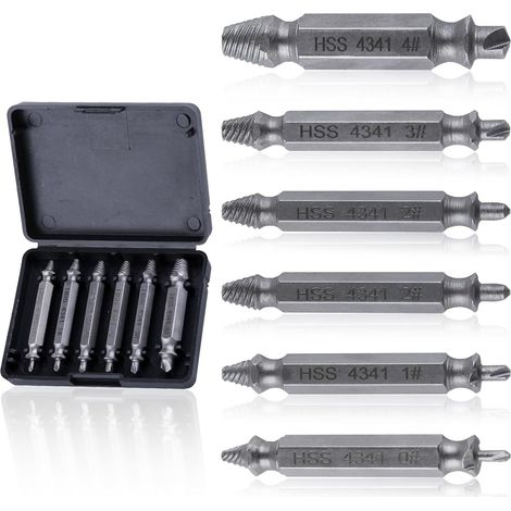 Juego de 6 extractores de tornillos dañados de titanio para tornillos, tuercas y pernos desgastados extractores de pernos para la fácil extracción de piezas rotas y oxidadas.