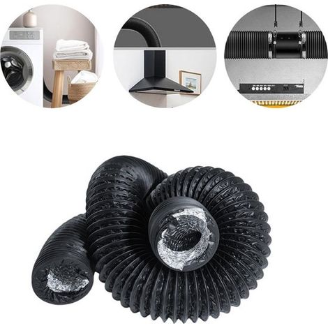 Tubo di ventilazione – diametro 125 mm, lunghezza 6 metri, PVC flessibile – telescopico a doppia parete rinforzato – Cappe aspiranti, bagno, ventilatori di scarico, condizionatori (1/5)