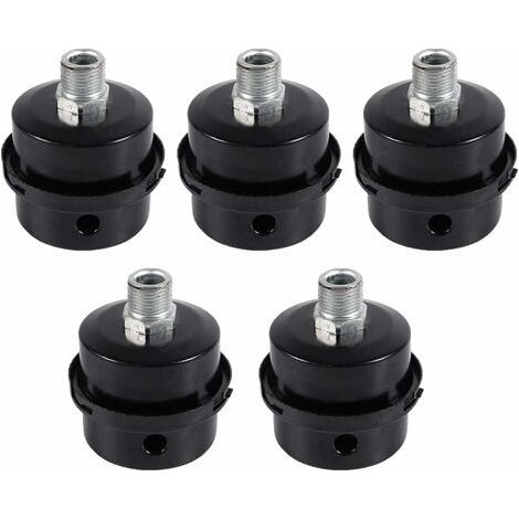Schalldämpferfilter für Luftkompressoren, 5 Stück, Außengewinde, Metallgehäuse, schwarzer Metallschalldämpferfilter für Luftkompressoren (16 mm) (1/3)