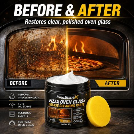 Nettoyant pour vitres de four à pizza KineShineX, détachant pour taches d'huile tenaces sur les vitres de four, élimine les taches d'huile et de graisse brûlée. (1/4)