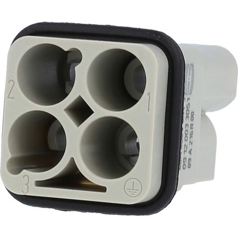 HARTING Han Q3/0 Stifteinsatz (M) Crimpanschluss, 3-polig+PE 400V, 40A - 1 Stück (1/3)