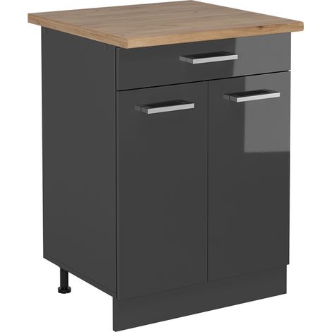 Mobiletto base per cucina R-Line, Antracite lucido, 60 cm , PL Rovere, Vicco (1/5)