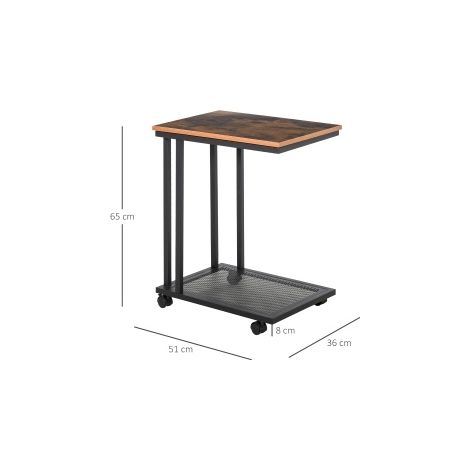 Mesa auxiliar en C 51x36x65 cm de MDF negro con ruedas y almacenaje - MEUBLIV (1/5)