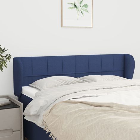 Tête de lit avec oreilles Style Classique Armoire de lit - Bleu 147x23x78/88 cm Tissu BV709393 - BonneVie (1/5)