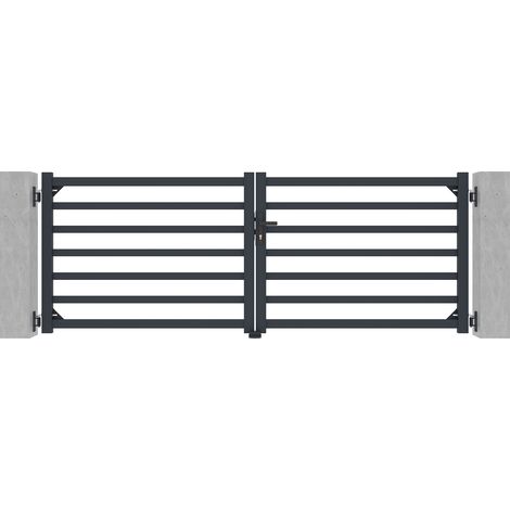 Casanoov – Portail aluminium battant 300x110cm gris anthracite – Léger et durable – Installation rapide – Pour espaces extérieurs sécurisés (1/4)