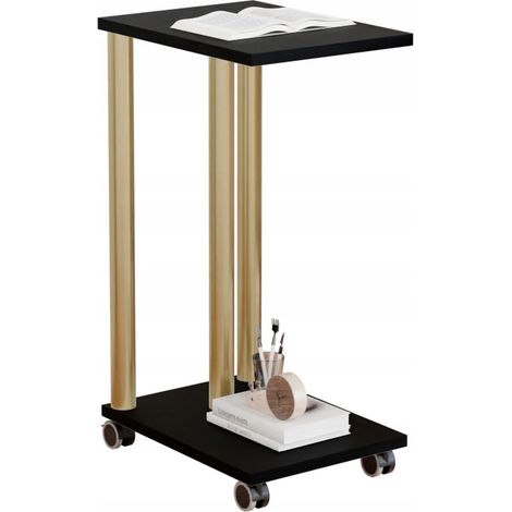 Table d'appoint sur roulettes - table d'appoint mobile pour salon de style loft (1/5)