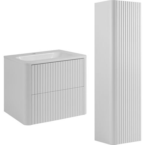 Set mobili bagno base 60 con lavabo e colonna, bianco, 60,30 x 48,4 x 43,7 cm (1/5)