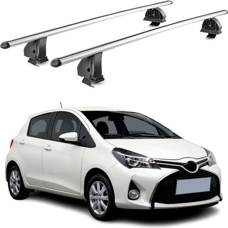 OMAC Barres de toit transversales en aluminium pour Toyota Yaris III HB 2012-2019 – TÜV / DIN 75302:2019 – Antivol inclus – Charge max 75 kg – 2 barres – Gris (1/5)