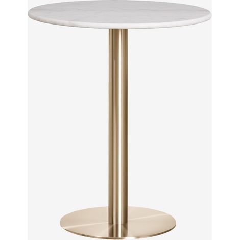 Table de bar ronde en pierre naturelle Xiren SKLUM Marbre Blanc Guangxi - Doré Brossé Ø70 cm (1/5)