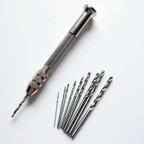 Mini Perceuse à Main avec 10 PCS Micro Forets Hélicoïdaux pour Figurines (de 0.83.0mm), Mini Micro Outils de Forage à Main Outils Rotatifs, Hobby Outils (1/4)