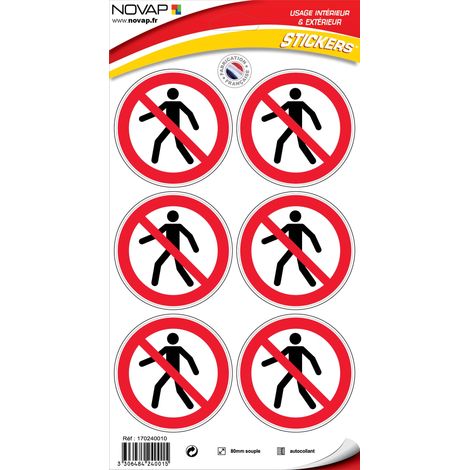 Planche 6 Pictogrammes Ø 80mm - Interdit aux Piétons - 4240015