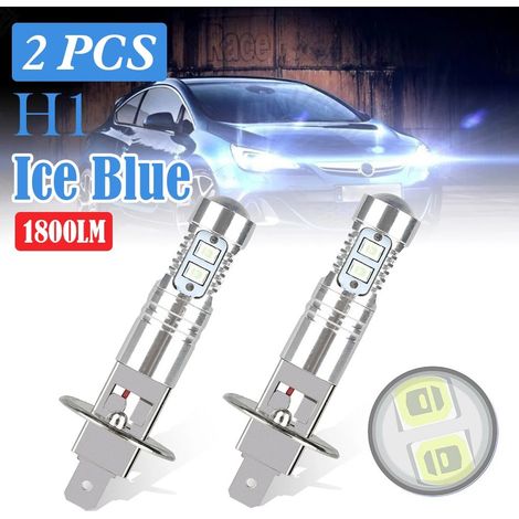 H1, ampoules LED pour phares antibrouillard de voiture, 1 800 lumens, tension 12-30 V, 8 000 K, lumière bleu glacier, kit LED 100 W, 2 pièces (1/5)