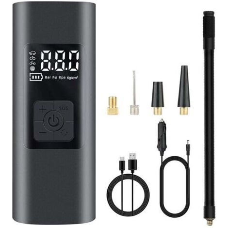 6000mAh Mini Compresseur à Air Portatif, Gonfleur Pneus Voiture sans Fil 150PSI avec écran LCD Numérique, Pompe Velo Electrique avec Lampe LED pour Moto Trotinette Voiture VTT
