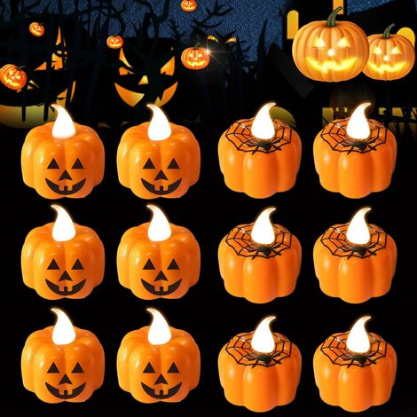 Guirlande lumineuse citrouille d'Halloween, lot de 12, LED, chauffante, à piles [Classe énergétique A+] (1/5)