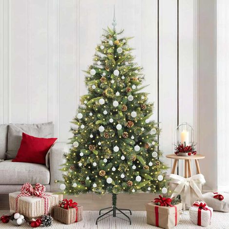 vidaXL Árbol de Navidad artificial con ramas plegables y conos 210 cm (1/5)
