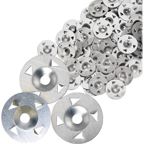 Lot de 200 rondelles à 4 griffes - Diamètre de fixation en acier galvanisé - Pour plaques de plâtre - Isolation extrudée - Panneaux de fond (1/5)