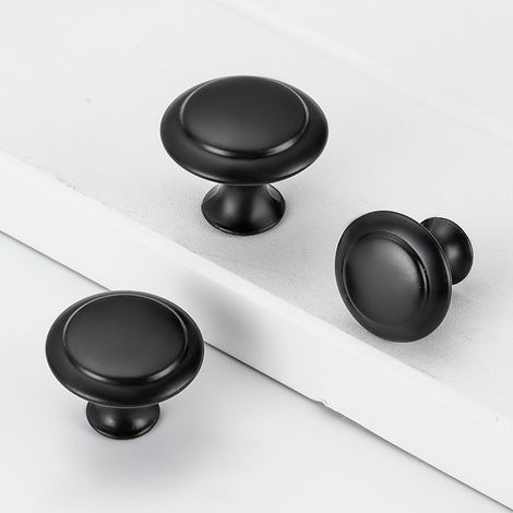 Lot de 10 boutons de meuble noirs de 2,8 cm, finition noire mate. (1/5)