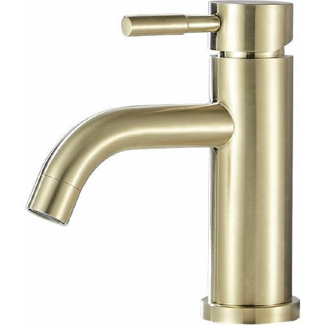 Einteilige Waschtischarmatur mit Einhebelmischer aus bleifreiem Edelstahl, goldfarben (1/5)