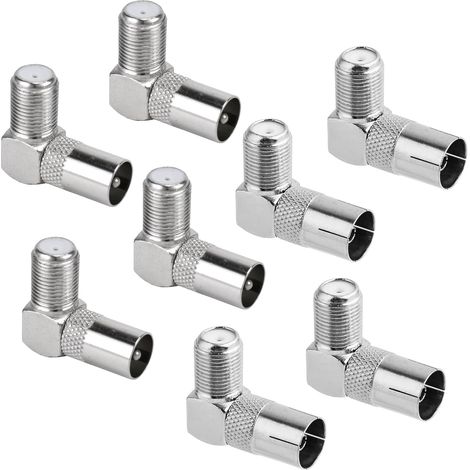 90 Degrés Type F Femelle à PAL Connecteurs Mâle/Femelle, Angle Droit Connecteurs pour Antenne Satellite, pour Téléviseurs LED, LCD et Plasma (1/5)