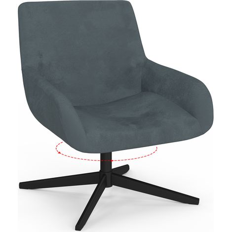 Poltrona girevole ALBUS in velluto grigio con gambe nere