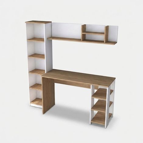Schreibtisch fürs Arbeitszimmer mit Bücherregal und platzsparendem Wandregal Mistral (1/5)