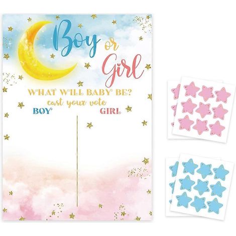 Dekorationen für die Baby-Geschlechtsenthüllungsparty, Aufkleber für ein Abstimmungsspiel zur Geschlechtsenthüllungsparty.
