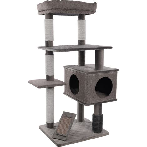 Arbre à chat Halo Gris 76 x 58 x H 127 cm pour chat - Flamingo (1/4)