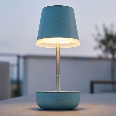 Tischleuchte LED Außenleuchte Höhenverstellbar IP44 blau Solarleuchte H 25 cm (1/5)