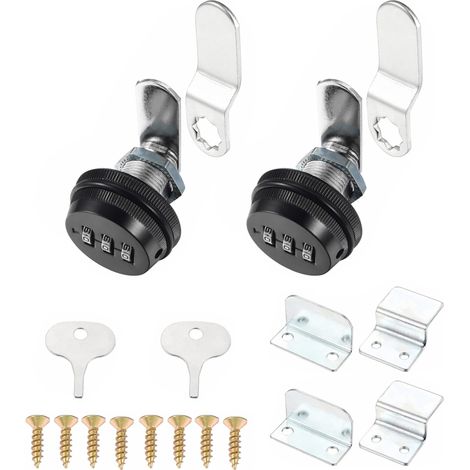 Lot de 2 cadenas à combinaison pour boîte aux lettres à 3 chiffres sans clé - Serrure à cames - En alliage de zinc - Pour armoire, tiroir, boîte aux lettres - 20 mm (1/5)
