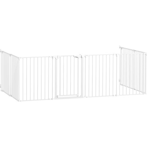 PawHut Recinto per Cuccioli a 8 Pannelli Modulabili 61x3x75 cm Bianco