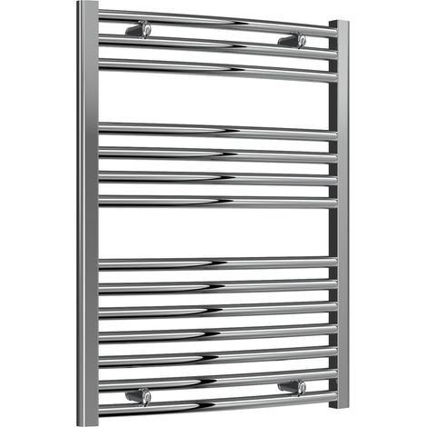 Reina Diva Curved Chrome Electric Towel Rail 800mm High x 600mm Wide (+ Chrome Thermostatic Touch Element) (1/5)