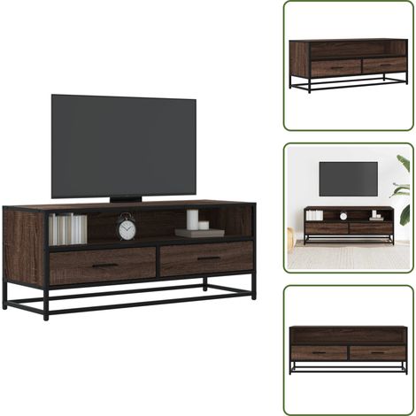 Mobile per salotto - vidaXL Mobile TV Rovere Marrone 100x34,5x40 cm Multistrato e Metallo - Mobile per camera da letto