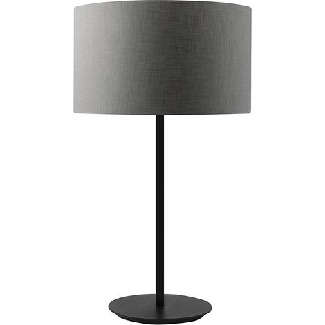 Lampada da Tavolo Vivien Nera con Paralume Cilindrico Antracite - Attacco E27 IP20 75W - Illuminazione Interni Rossini Group (1/5)