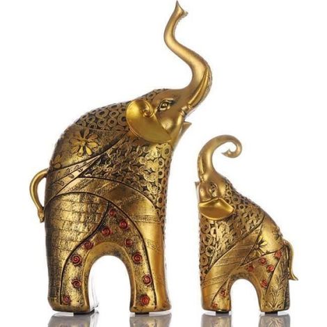 Or Moderne éLéPhant DOr RéSine DéCoration de la Maison Accessoires Artisanat pour Sculpture Statue Ornements Oreilles DOr (1/4)