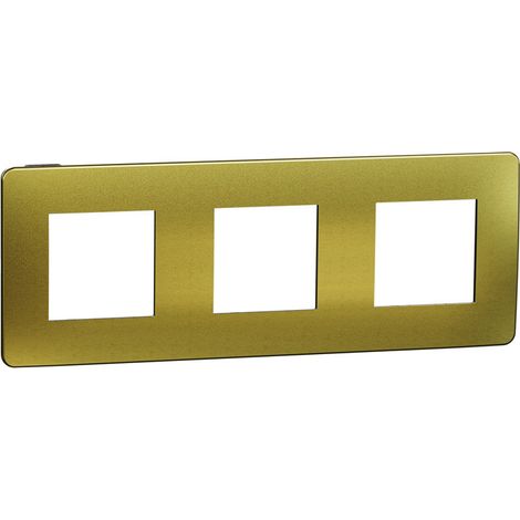 Unica Studio Métal N - plaque de finition - Or liseré Anthracite - 3 postes (NU280662M) (1/4)