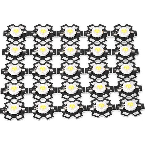 Konvolut von 25 LED-Chips (3 W) – 3,2–3,4 V – hohe Helligkeit – Spotlicht – 6000–6500 K – weiß