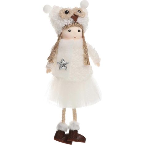 pendentif adorable en peluche de Noël, décoration amusante à suspendre au sapin.-19x8cm-White (1/3)