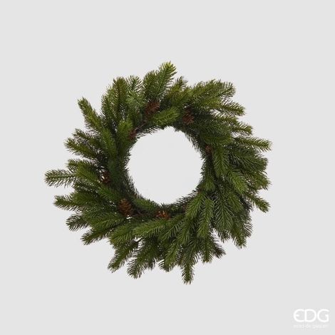 EDG Enzo De Gasperi Corona Verde di Pino con Pigne Ø48 cm – Decorazione Natalizia