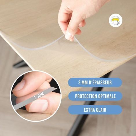 – Nappe transparente 3 mm – Rectangulaire anti-taches – Lavable en PVC – Protection optimale intérieure et extérieure – 80 x 120 cm (1/3)