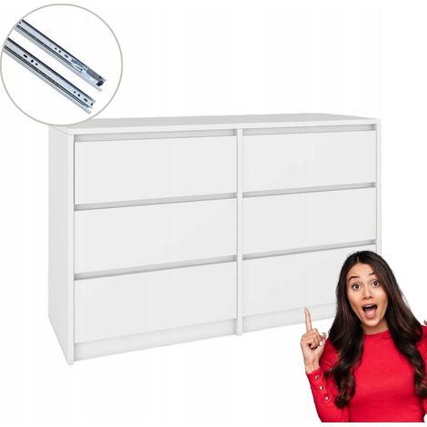 Cómoda Alaska blanca con 6 cajones - Funcionalidad y estilo  120 x 75,2 x 43 cm (1/5)