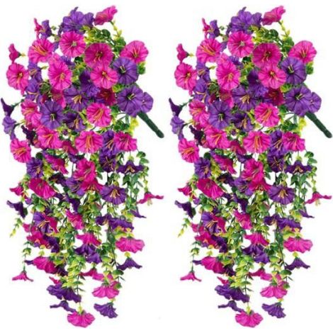 Plante Artificielle - Pétunias Suspendus - 77 cm - Résistantes Aux UV - Lot De 2