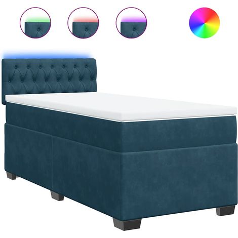 Maison Exclusive - Cama box spring con colchón terciopelo azul 90 (1/5)